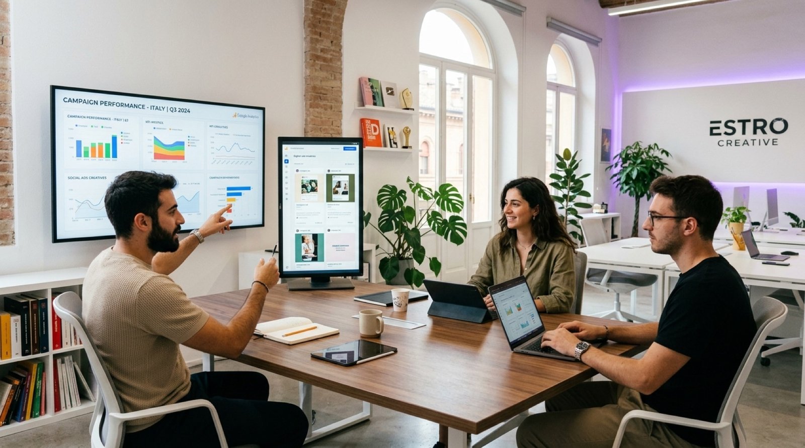 Il team di E-Commerce Top analizza dashboard e creatività